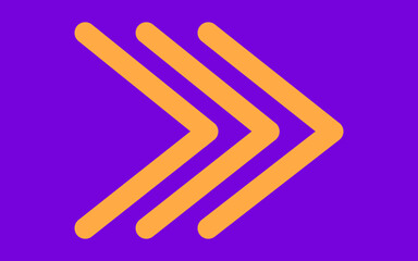 Orange arrow isolated on purple background for direction, queue, progress symbol