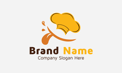 Chef hat logo, Food chef hat  logo with smile, chef hat icon logo Premium Vector Template