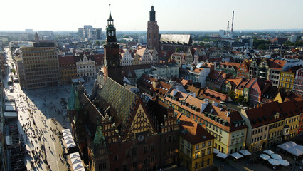 Obraz premium view city from the height of modern wish development architecture Europe Wroclaw Poland