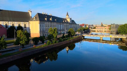 city Europe beautiful top view aerial photography of Wroclaw Poland