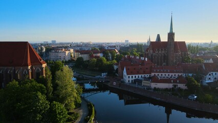 Obraz premium city Europe beautiful top view aerial photography of Wroclaw Poland