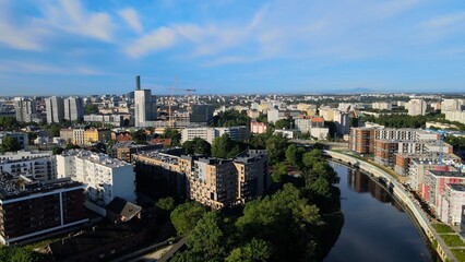 Obraz premium city Europe beautiful top view aerial photography of Wroclaw Poland