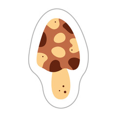 Sticker with abstract mushroom2. Color flat vector illustration.