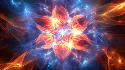 Fototapeta premium A mesmerizing abstract pattern of vibrant flames and ethereal light, creating a captivating focal point of color and energy.