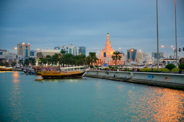 Fototapeta premium Traditional Dhow Boat Festival Katara Beach Qatar
