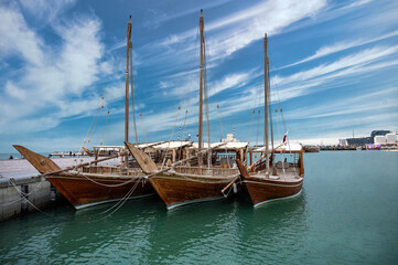 Fototapeta premium Traditional Dhow Boat Festival Katara Beach Qatar