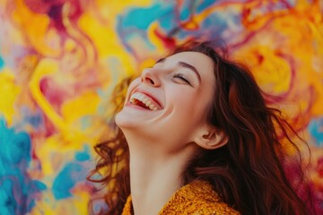 Woman with colorful background