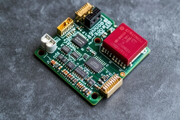 Raspberry Pi 5 circuit board on a grey slate background with generative ai