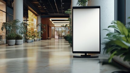 Blank Sign in a Modern Lobby