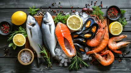 Fresh Seafood Platter: Salmon, Shrimp, and Mussels