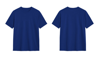 Two blank blue t shirts mockups on a white background. Perfect for apparel design, branding, and...