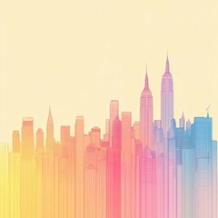 Obraz premium Abstract City Skyline Wireframe Urban Landscape with Gradient Colors