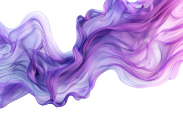 Fluid abstract art with translucent layers and vivid colors isolated on transparent background
