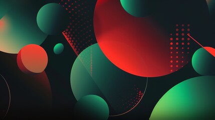 Abstract geometric shapes in red, green, and black.