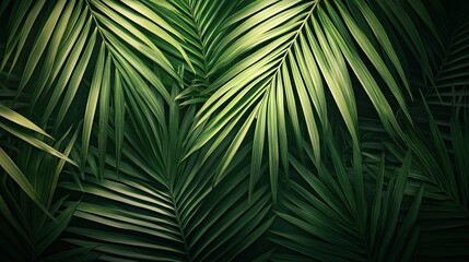 Lush Green Palm Leaves Background