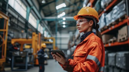 Industrial Worker in a Warehouse with Safety Gear