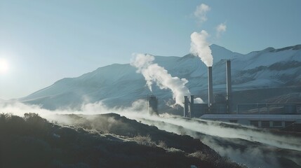 Fototapeta premium Geothermal Power Plant Harnessing Renewable Energy from Earth s Heat for Sustainable Electricity