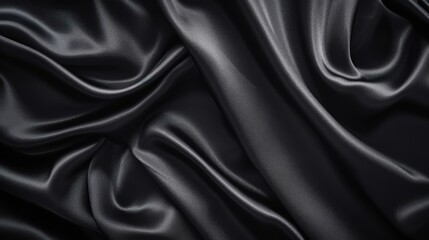 Fototapeta premium Black Satin Fabric Texture: Draped and Elegant