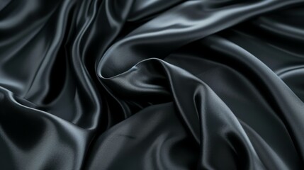 Fototapeta premium Black Satin Fabric Texture: Elegant & Smooth Background