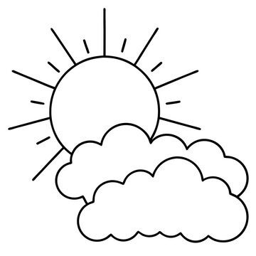 recommend clip art: sun with clouds outline coloring book page line art drawing