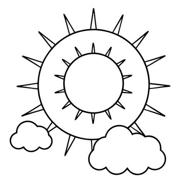 recommend clip art: sun with clouds outline coloring book page line art drawing