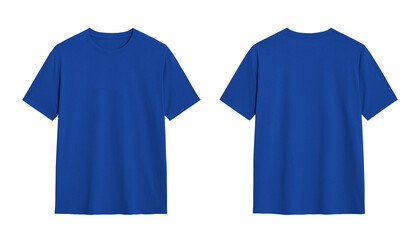 Mockup of a blank blue t shirt with front and back views