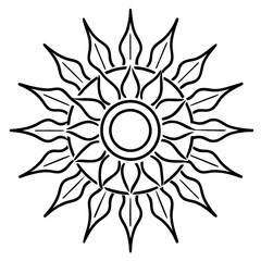 Naklejka premium sun with patterns outline coloring book page line art drawing