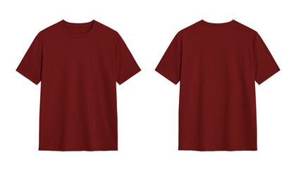 Two maroon t shirts mockup for graphic designers and brands.