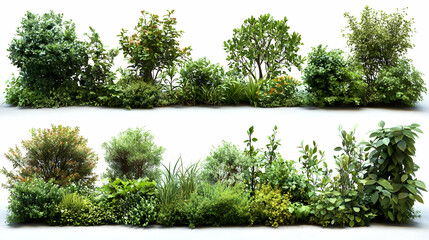A collection of various lush green plants and shrubs arranged for visual display.