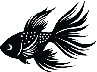 Fish icon black silhouette. Fisheries logo symbol