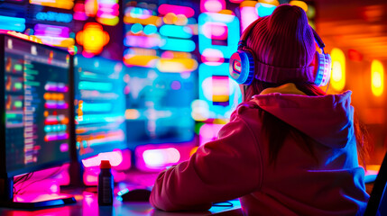 Fototapeta premium Cyberpunk Coder in the Zone