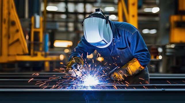 Skilled Welder Working with Metal