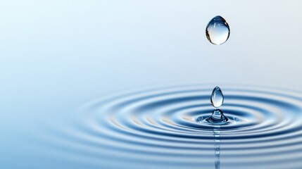 A drop of water is falling into a pool with ripples, AI