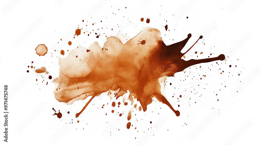 Canvas Prints one single coffee brown watercolor aquarelle abstract splash stain isolated on white background