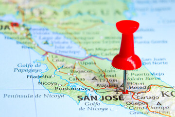 San Jose, Costa Rica pin on map