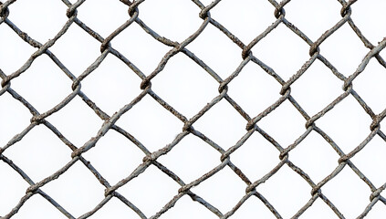 Fototapeta premium Close-up of a wire mesh fence isolated on a white background