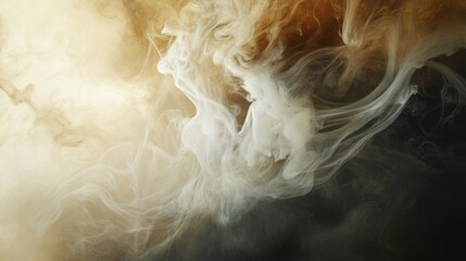 Abstract Swirling Smoke in Brown and White Hues