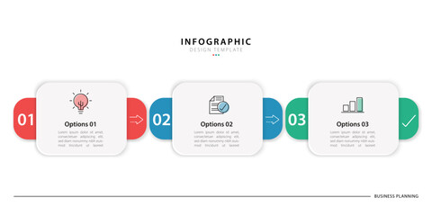 Infographic template 3 Step timeline journey isolated background, Data visualization flat simple design. presentation graph. Business timeline creator 3 options, vector illustration.