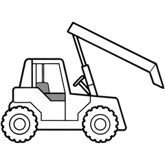 Fototapeta premium telehandler machine outline coloring book page line art drawing
