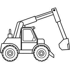 Fototapeta premium telehandler machine outline coloring book page line art drawing