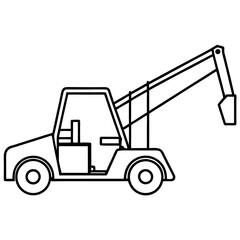 Naklejka premium telehandler machine outline coloring book page line art drawing