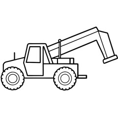 Naklejka premium telehandler machine outline coloring book page line art drawing