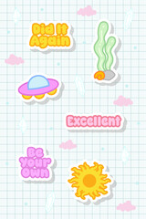 adorable hand drawn sticker set for journal element decoration