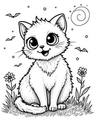 Obraz premium Halloween line art design for coloring page