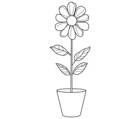 Flower in a pot cartoon flower illustration vector 