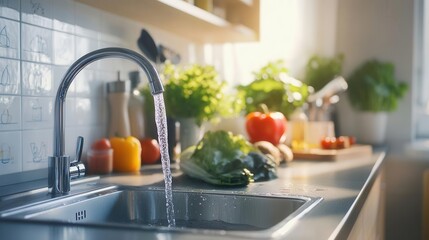 Detailed water consumption chart on a kitchen counter, water chart, healthy living