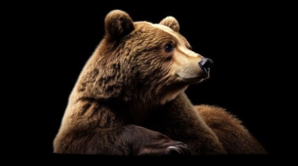 Obraz premium Brown Bear Portrait Against Black Background