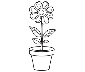 Flower in a pot cartoon flower illustration vector 
