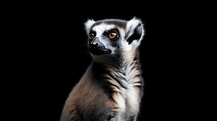 Lemur Portrait on Black Background
