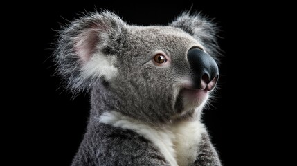 Naklejka premium Koala Portrait Against Black Background